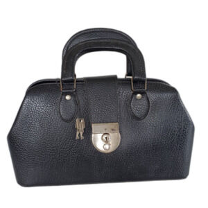 EUC Pebbled Leather Medical Doctor's Bag Double Handles Locking Case 2 Keys Vtg